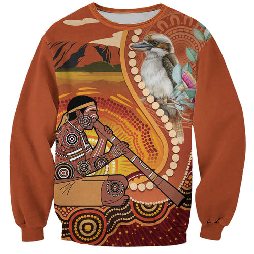 Australia Didgeridoo Sweatshirt Aussie Kookaburra Indigenous Dot Art