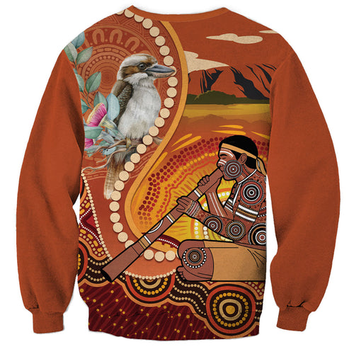 Australia Didgeridoo Sweatshirt Aussie Kookaburra Indigenous Dot Art