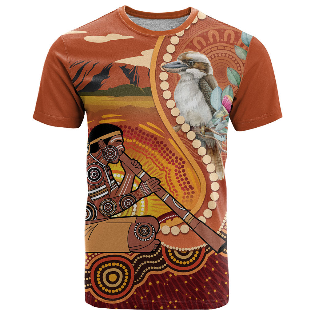 Australia Didgeridoo T Shirt Aussie Kookaburra Indigenous Dot Art