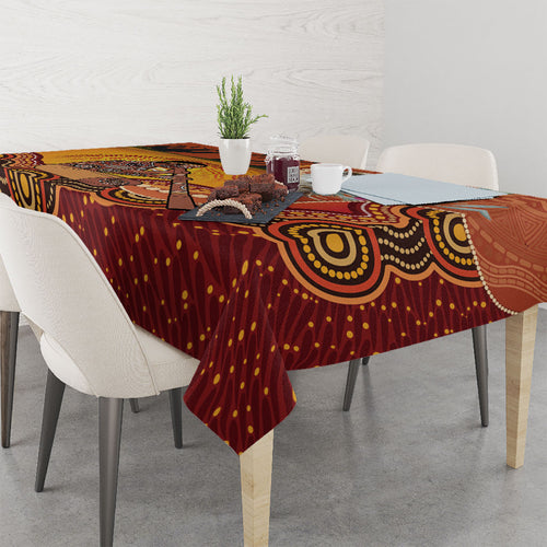 Australia Didgeridoo Tablecloth Aussie Kookaburra Indigenous Dot Art