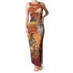 Australia Didgeridoo Tank Maxi Dress Aussie Kookaburra Indigenous Dot Art
