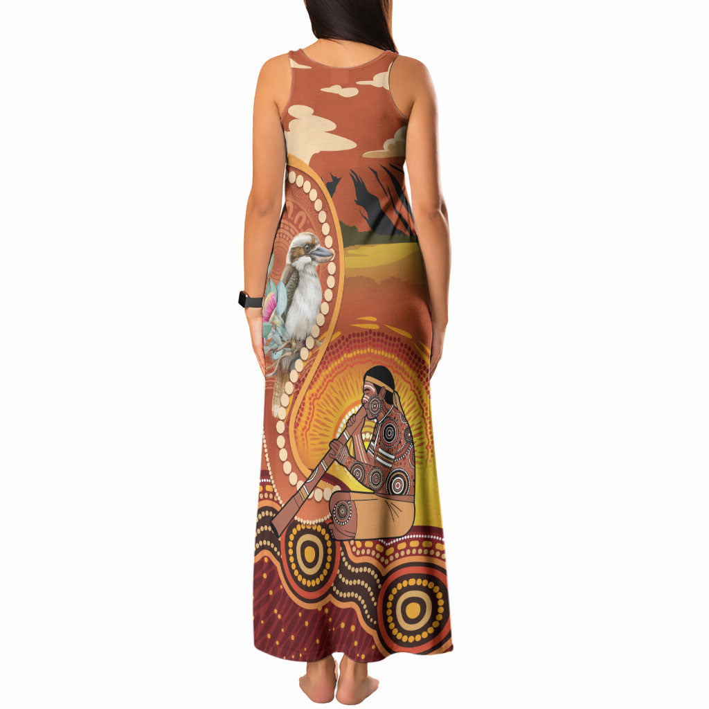 Australia Didgeridoo Tank Maxi Dress Aussie Kookaburra Indigenous Dot Art