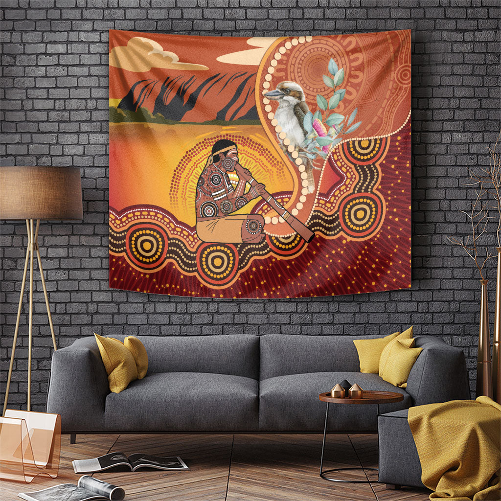 Australia Didgeridoo Tapestry Aussie Kookaburra Indigenous Dot Art