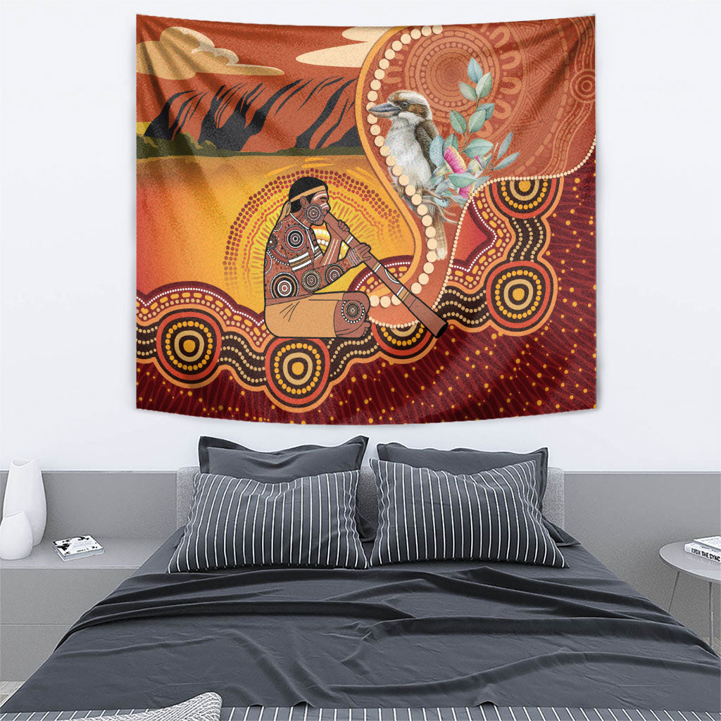 Australia Didgeridoo Tapestry Aussie Kookaburra Indigenous Dot Art