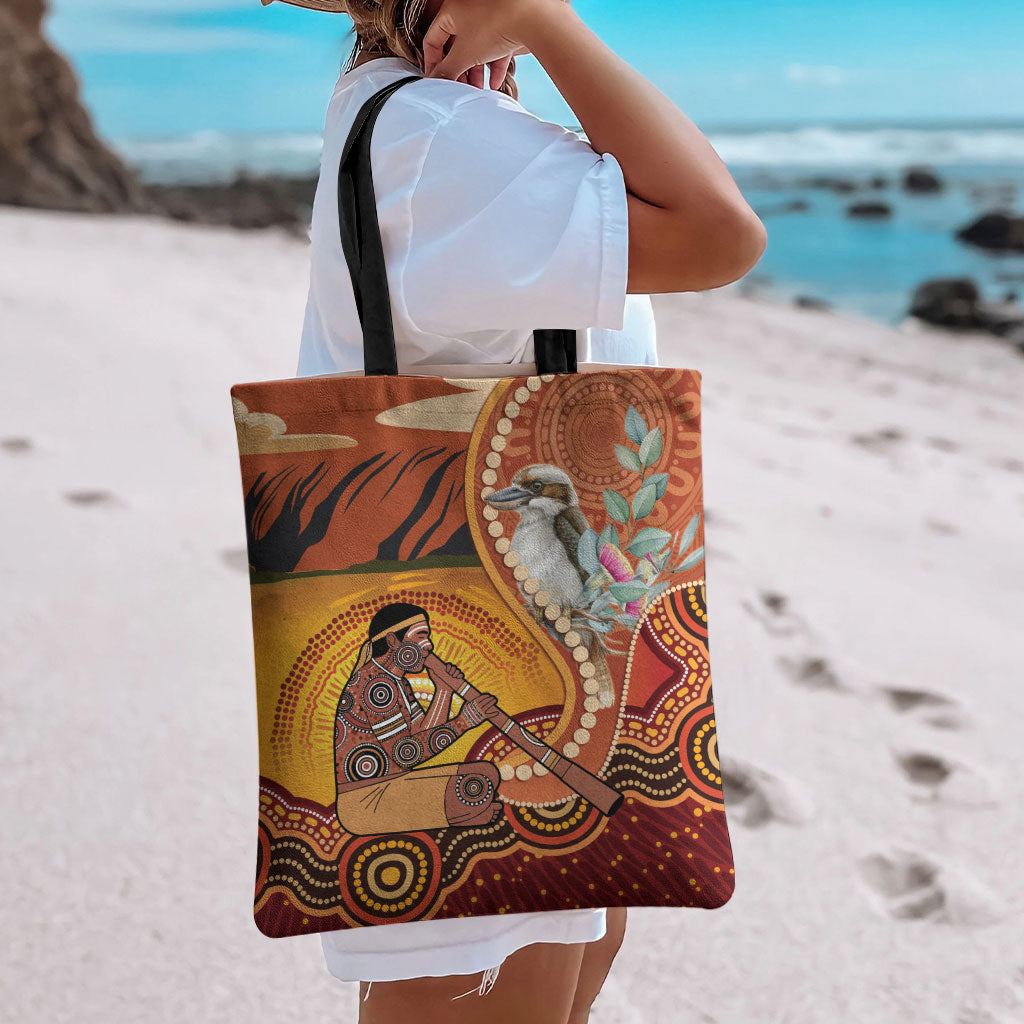 Australia Didgeridoo Tote Bag Aussie Kookaburra Indigenous Dot Art