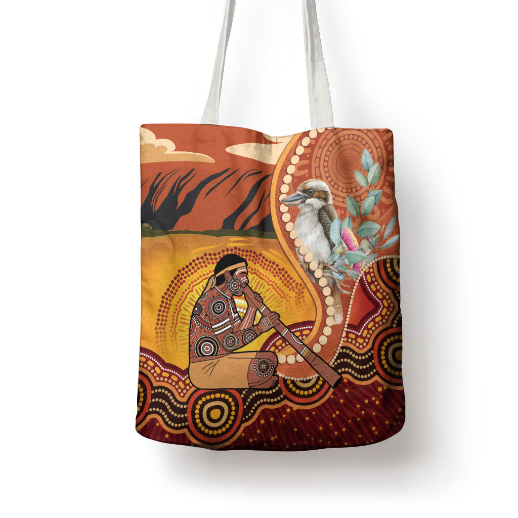 Australia Didgeridoo Tote Bag Aussie Kookaburra Indigenous Dot Art