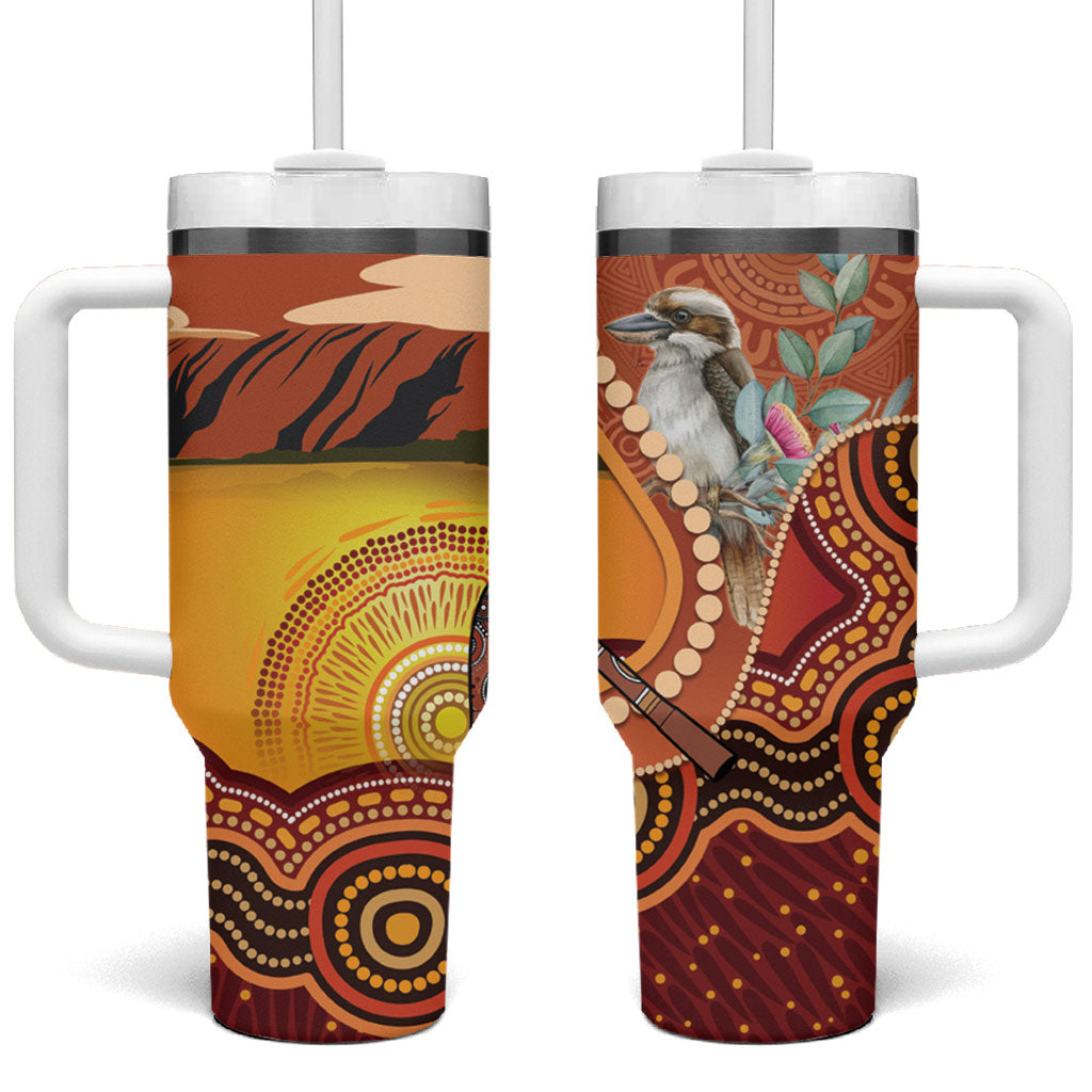 Australia Didgeridoo Tumbler With Handle Aussie Kookaburra Indigenous Dot Art