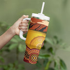 Australia Didgeridoo Tumbler With Handle Aussie Kookaburra Indigenous Dot Art