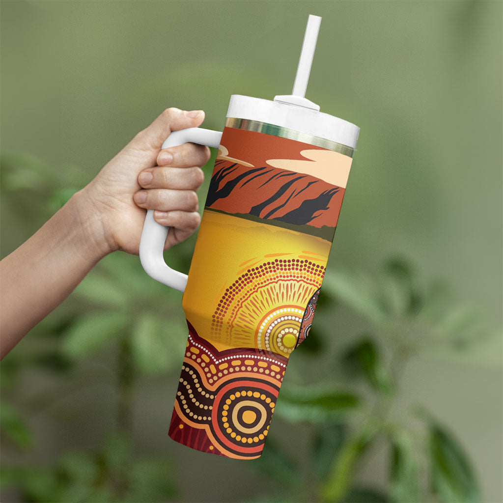 Australia Didgeridoo Tumbler With Handle Aussie Kookaburra Indigenous Dot Art