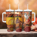 Australia Didgeridoo Tumbler With Handle Aussie Kookaburra Indigenous Dot Art