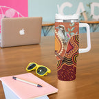 Australia Didgeridoo Tumbler With Handle Aussie Kookaburra Indigenous Dot Art