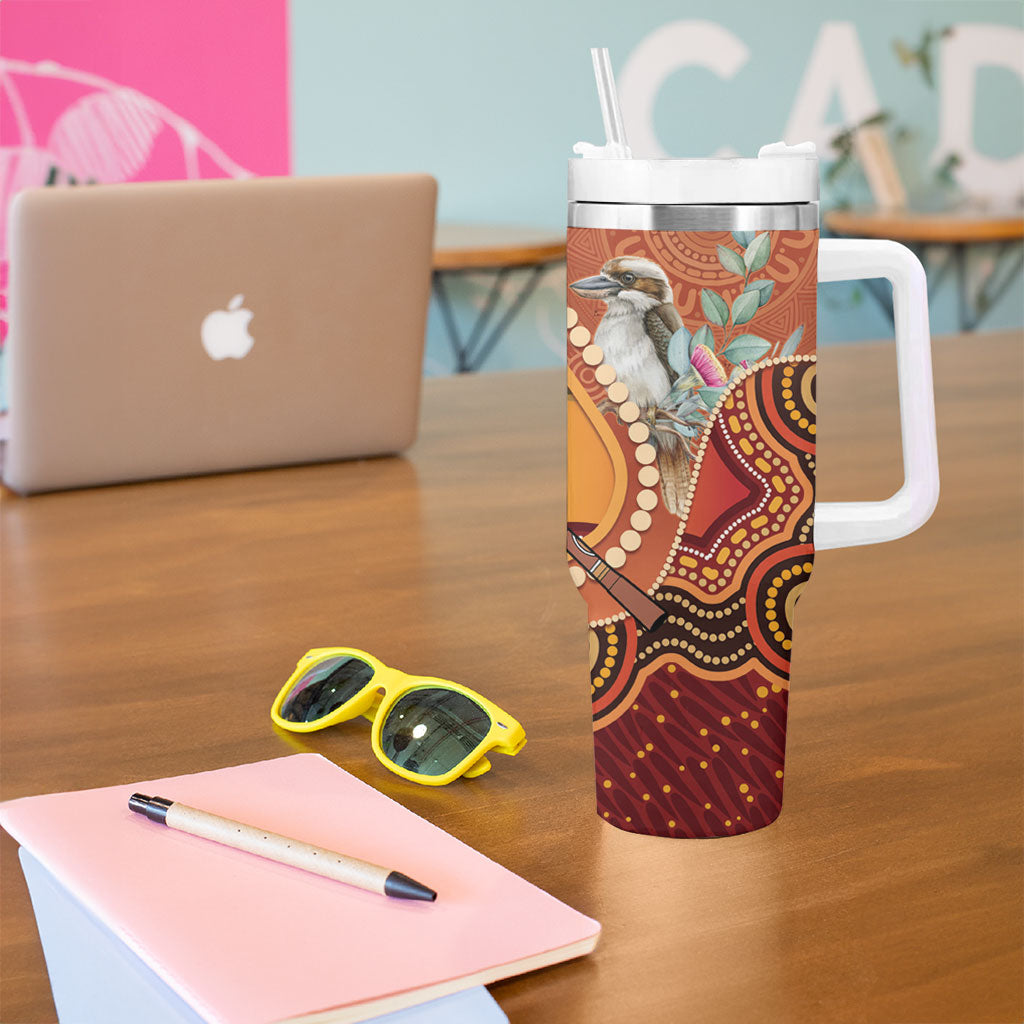 Australia Didgeridoo Tumbler With Handle Aussie Kookaburra Indigenous Dot Art