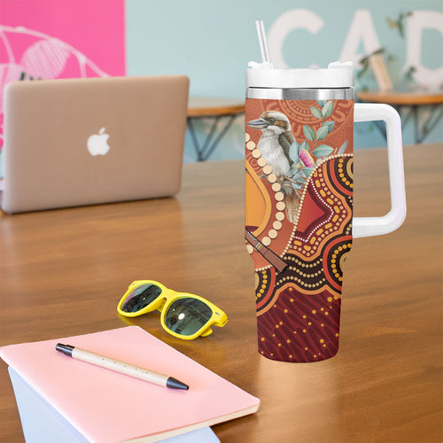 Australia Didgeridoo Tumbler With Handle Aussie Kookaburra Indigenous Dot Art