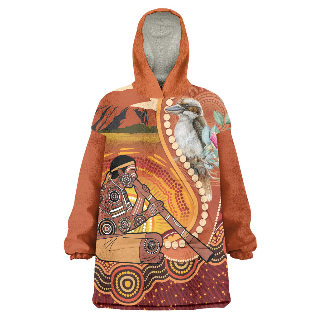 Australia Didgeridoo Wearable Blanket Hoodie Aussie Kookaburra Indigenous Dot Art