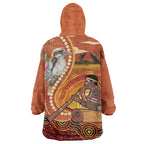 Australia Didgeridoo Wearable Blanket Hoodie Aussie Kookaburra Indigenous Dot Art