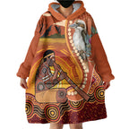 Australia Didgeridoo Wearable Blanket Hoodie Aussie Kookaburra Indigenous Dot Art