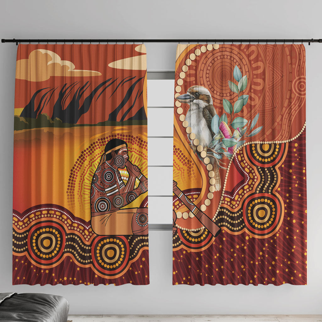 Australia Didgeridoo Window Curtain Aussie Kookaburra Indigenous Dot Art