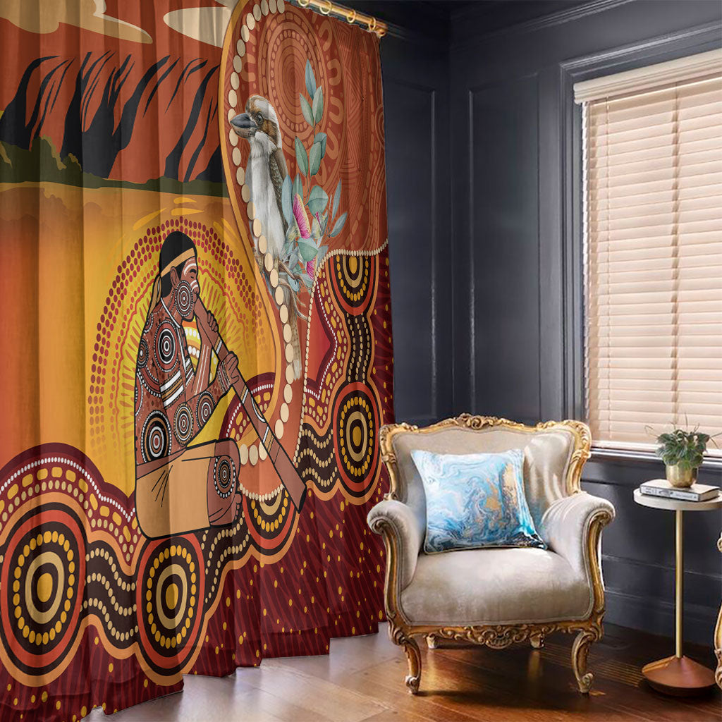 Australia Didgeridoo Window Curtain Aussie Kookaburra Indigenous Dot Art