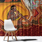 Australia Didgeridoo Window Curtain Aussie Kookaburra Indigenous Dot Art