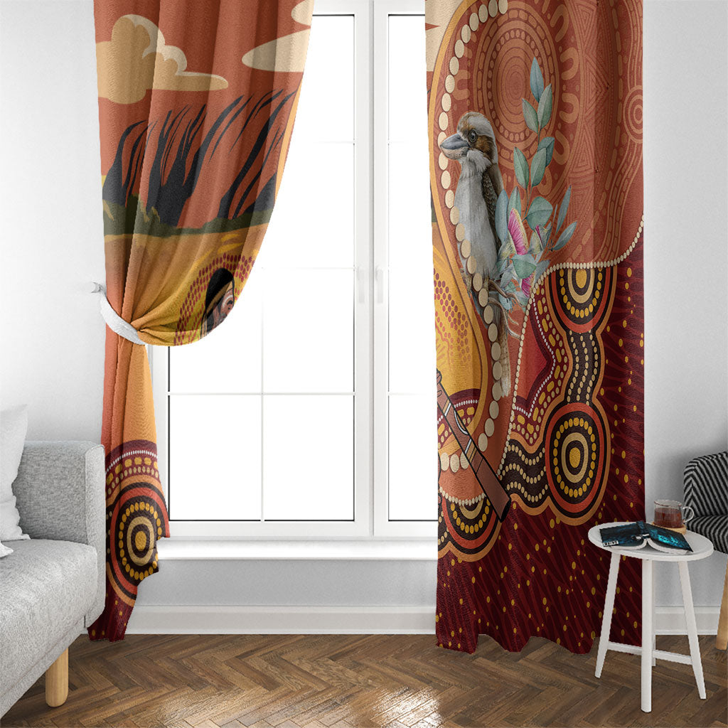 Australia Didgeridoo Window Curtain Aussie Kookaburra Indigenous Dot Art