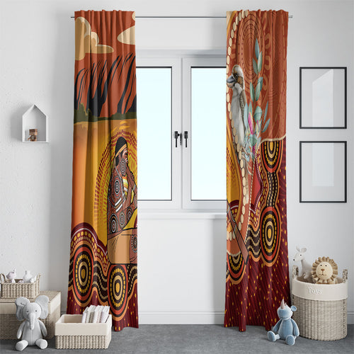Australia Didgeridoo Window Curtain Aussie Kookaburra Indigenous Dot Art
