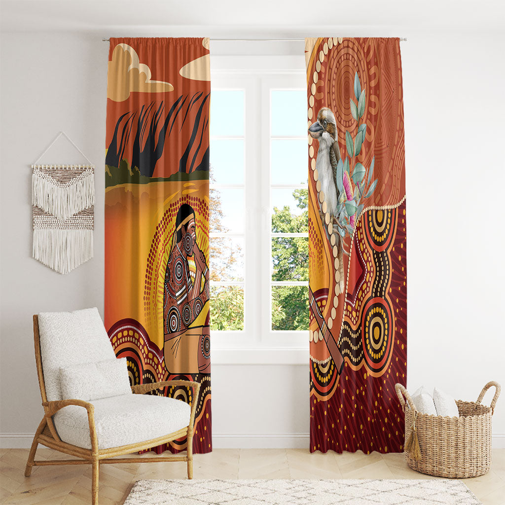 Australia Didgeridoo Window Curtain Aussie Kookaburra Indigenous Dot Art