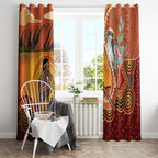 Australia Didgeridoo Window Curtain Aussie Kookaburra Indigenous Dot Art