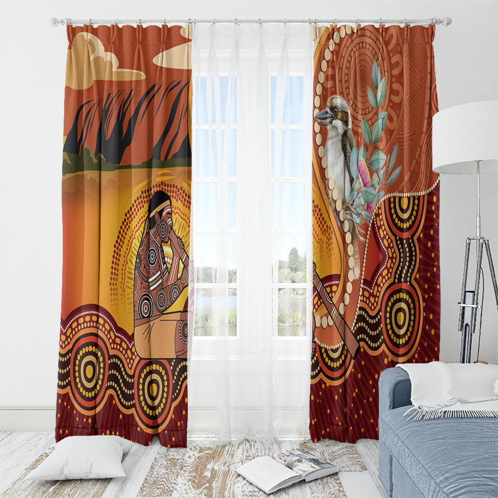 Australia Didgeridoo Window Curtain Aussie Kookaburra Indigenous Dot Art