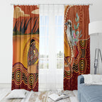 Australia Didgeridoo Window Curtain Aussie Kookaburra Indigenous Dot Art