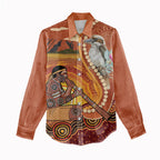 Australia Didgeridoo Women Casual Shirt Aussie Kookaburra Indigenous Dot Art