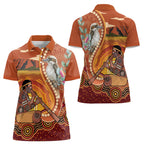 Australia Didgeridoo Women Polo Shirt Aussie Kookaburra Indigenous Dot Art