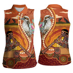 Australia Didgeridoo Women Sleeveless Polo Shirt Aussie Kookaburra Indigenous Dot Art