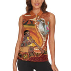 Australia Didgeridoo Women Sleeveless Polo Shirt Aussie Kookaburra Indigenous Dot Art