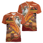 Australia Didgeridoo Women V-Neck T-Shirt Aussie Kookaburra Indigenous Dot Art