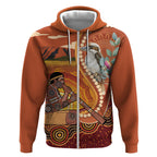 Australia Didgeridoo Zip Hoodie Aussie Kookaburra Indigenous Dot Art