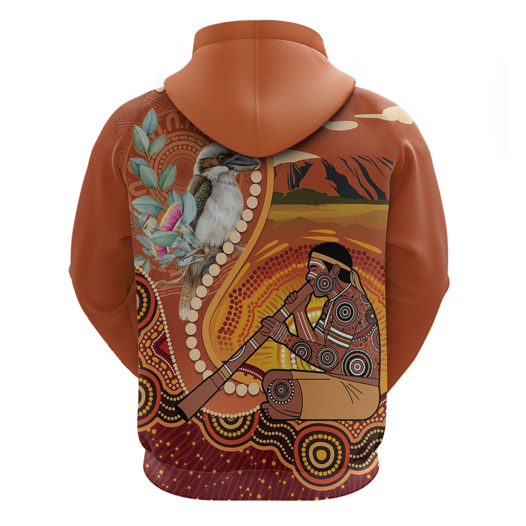 Australia Didgeridoo Zip Hoodie Aussie Kookaburra Indigenous Dot Art