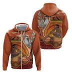 Australia Didgeridoo Zip Hoodie Aussie Kookaburra Indigenous Dot Art