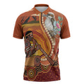 Australia Didgeridoo Zipper Polo Shirt Aussie Kookaburra Indigenous Dot Art