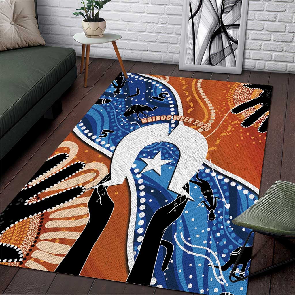 50 Years Of Deadly NAIDOC Week 2026 Area Rug Torres Strait Dhari Aboriginal Art