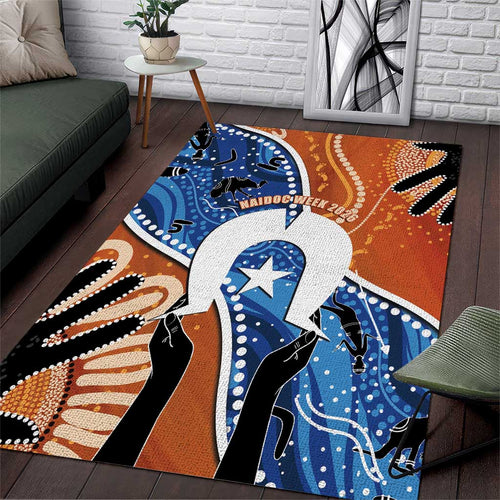 50 Years Of Deadly NAIDOC Week 2026 Area Rug Torres Strait Dhari Aboriginal Art