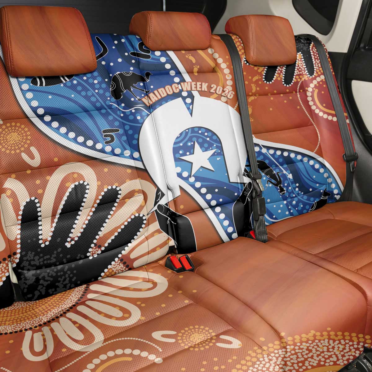 50 Years Of Deadly NAIDOC Week 2026 Back Car Seat Cover Torres Strait Dhari Aboriginal Art