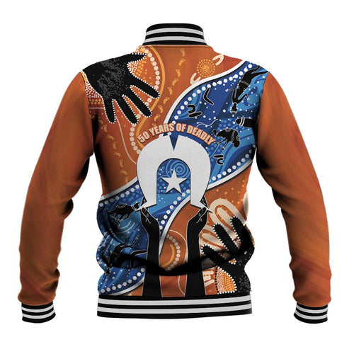 50 Years Of Deadly NAIDOC Week 2026 Baseball Jacket Torres Strait Dhari Aboriginal Art