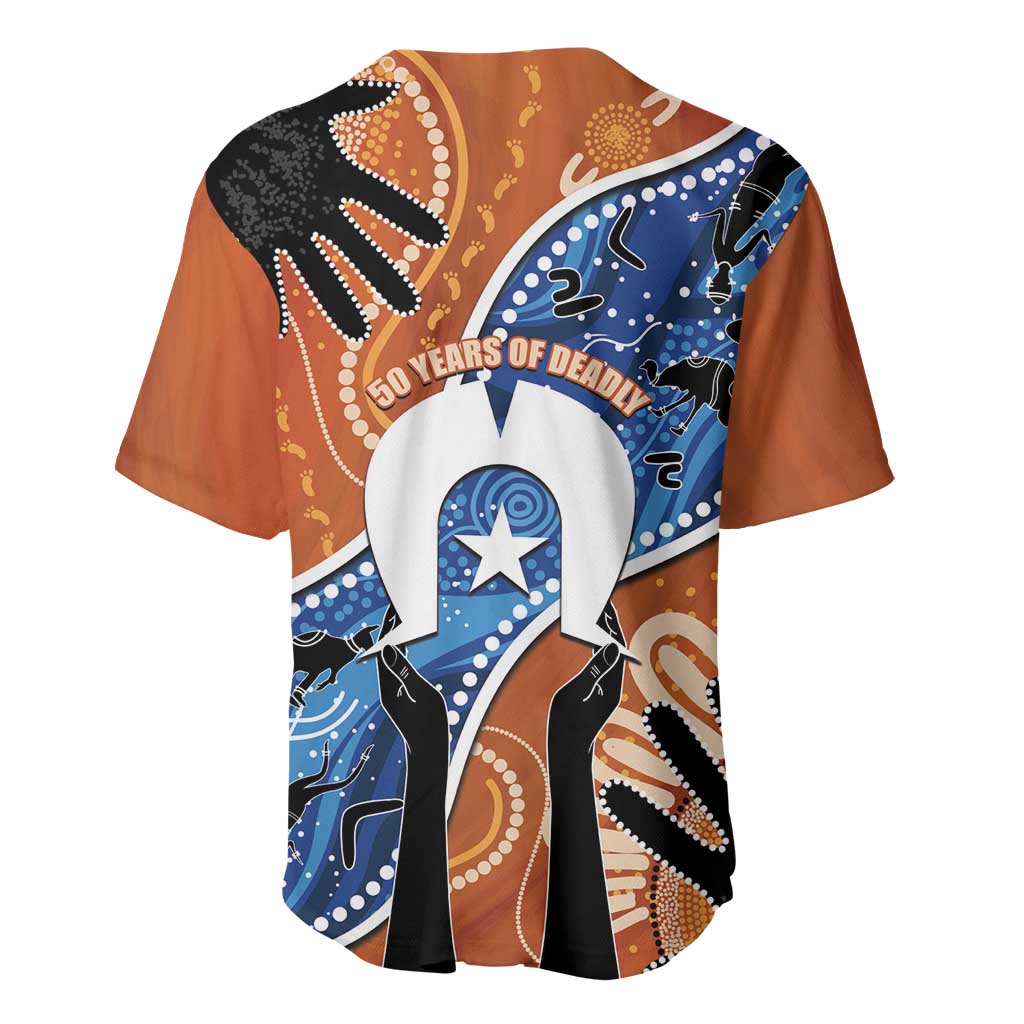 50 Years Of Deadly NAIDOC Week 2026 Baseball Jersey Torres Strait Dhari Aboriginal Art