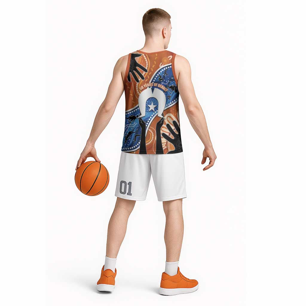 50 Years Of Deadly NAIDOC Week 2026 Basketball Jersey Torres Strait Dhari Aboriginal Art