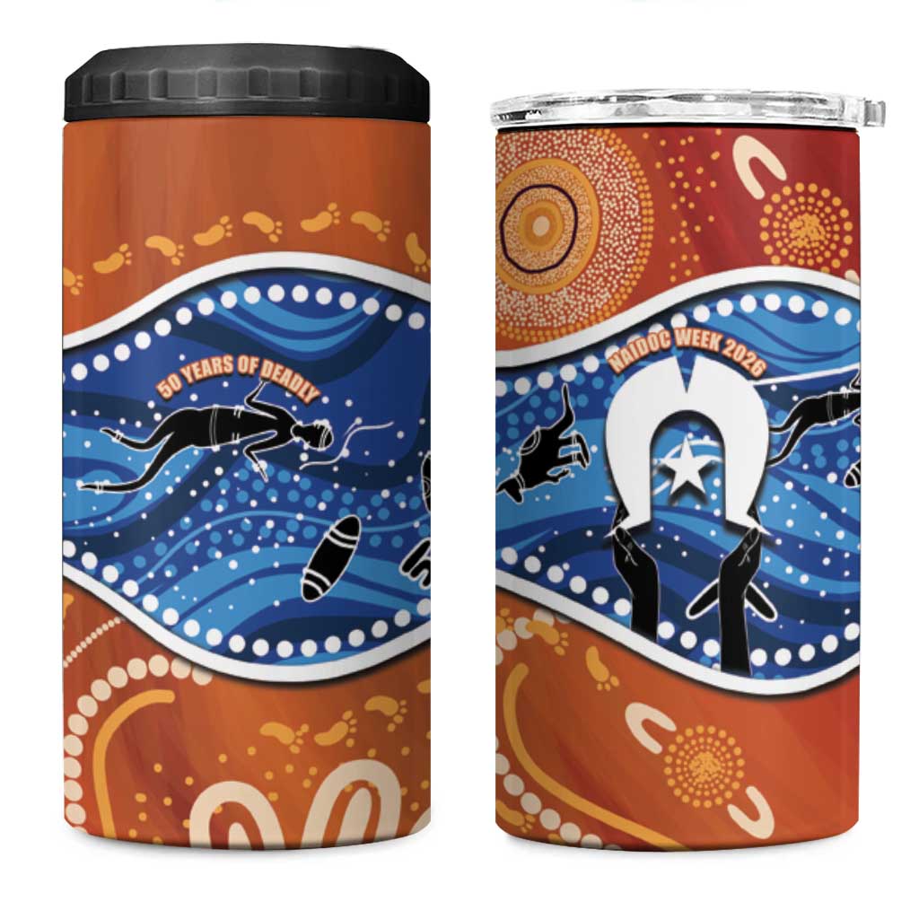 50 Years Of Deadly NAIDOC Week 2026 4 in 1 Can Cooler Tumbler Torres Strait Dhari Aboriginal Art