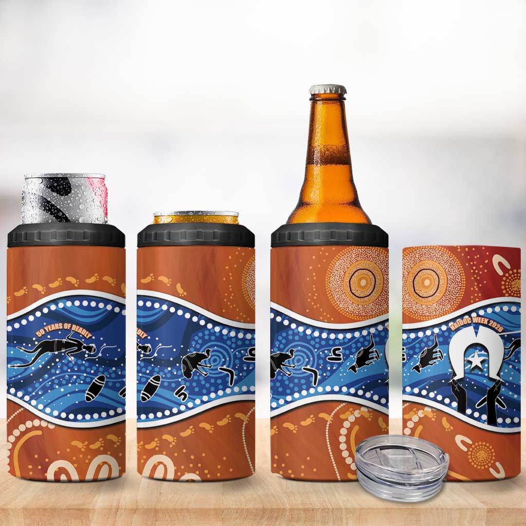 50 Years Of Deadly NAIDOC Week 2026 4 in 1 Can Cooler Tumbler Torres Strait Dhari Aboriginal Art