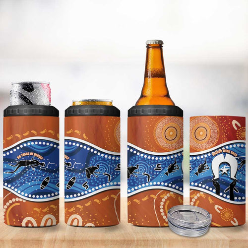 50 Years Of Deadly NAIDOC Week 2026 4 in 1 Can Cooler Tumbler Torres Strait Dhari Aboriginal Art