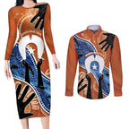 50 Years Of Deadly NAIDOC Week 2026 Couples Matching Long Sleeve Bodycon Dress and Long Sleeve Button Shirt Torres Strait Dhari Aboriginal Art