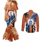 50 Years Of Deadly NAIDOC Week 2026 Couples Matching Mermaid Dress and Long Sleeve Button Shirt Torres Strait Dhari Aboriginal Art