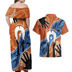 50 Years Of Deadly NAIDOC Week 2026 Couples Matching Off Shoulder Maxi Dress and Hawaiian Shirt Torres Strait Dhari Aboriginal Art